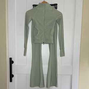 PrettyLittleThing Sage Green Flare Pants & Jacket Set